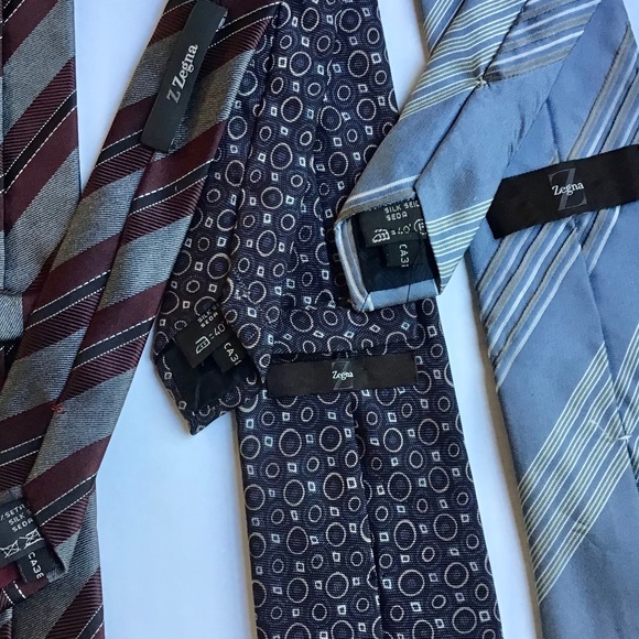3 Z Zegna classy slim all silk ties Made in Italy 🇮🇹 - Picture 6 of 6